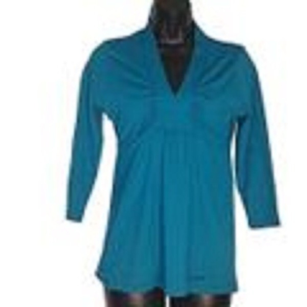PATAGONIA Respite Shirt Top Teal Turquoise Ruched Stretch V-Neck M Outdoor